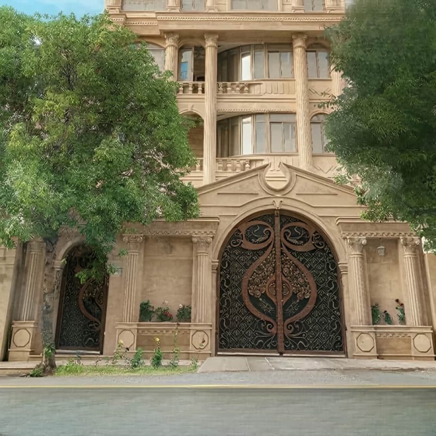 درب فلزی دسته گل لوکس نما