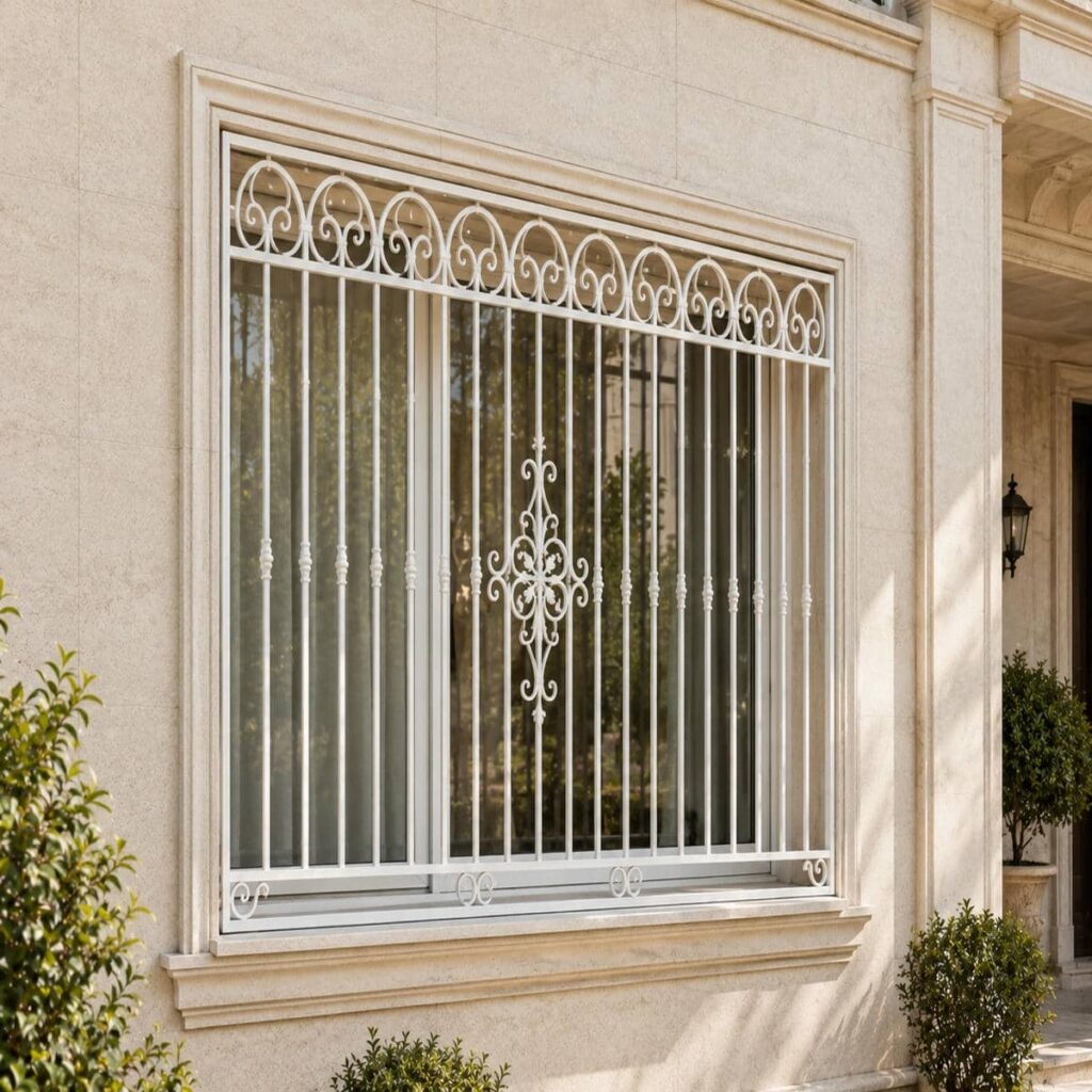 تولید نرده پنجره فرفورژه گل و برگ