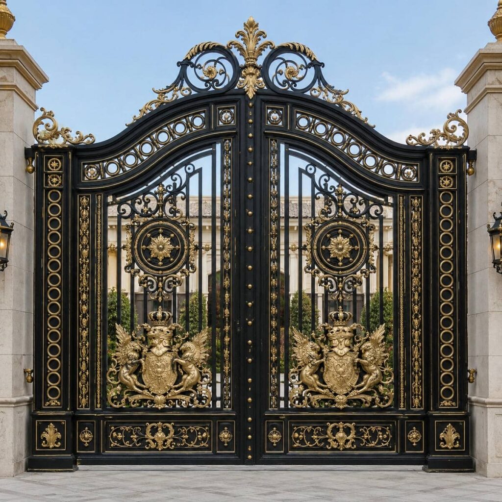 تولید درب پارکینگ مشکی طلایی پنل دولایه