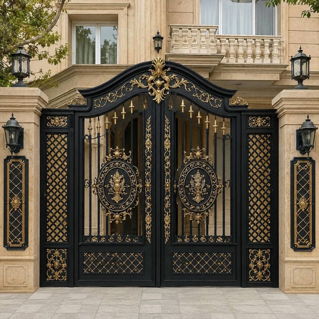 اجرای درب پارکینگ مشکی طلایی اتوماتیک