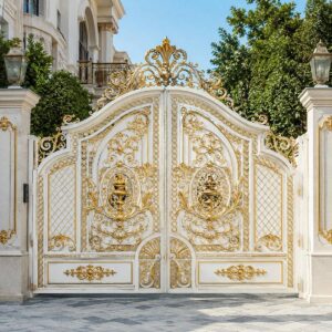 6 طرح درب حیاط سفید طلایی