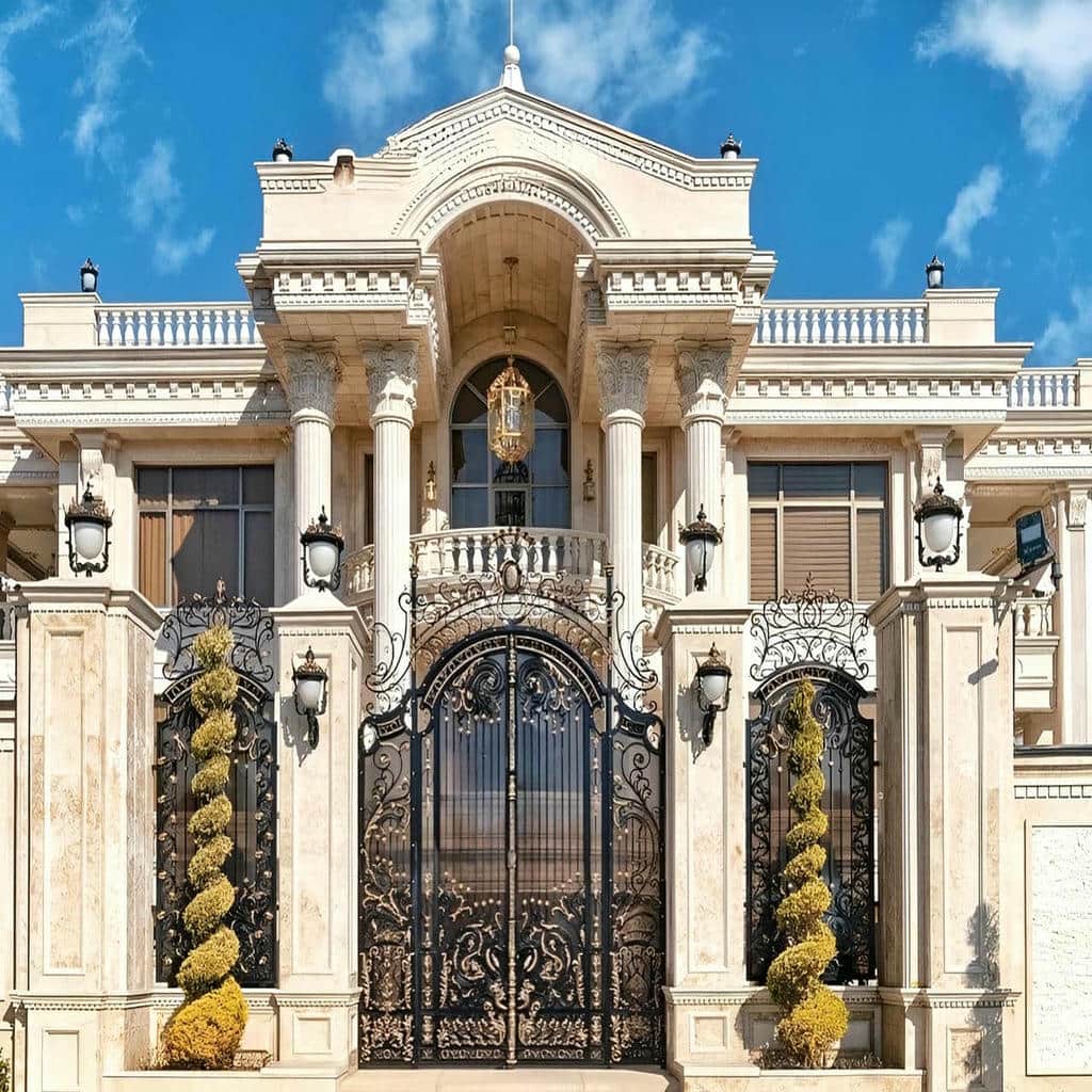 ساخت درب حیاط نمای آجری مدل مدرن
