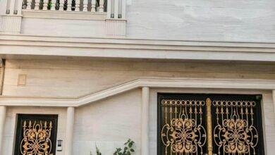 13 نمونه درب ساختمان مدرن نمای سنگ