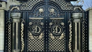 9 مدل درب پارکینگ کلاسیک کتیبه دار
