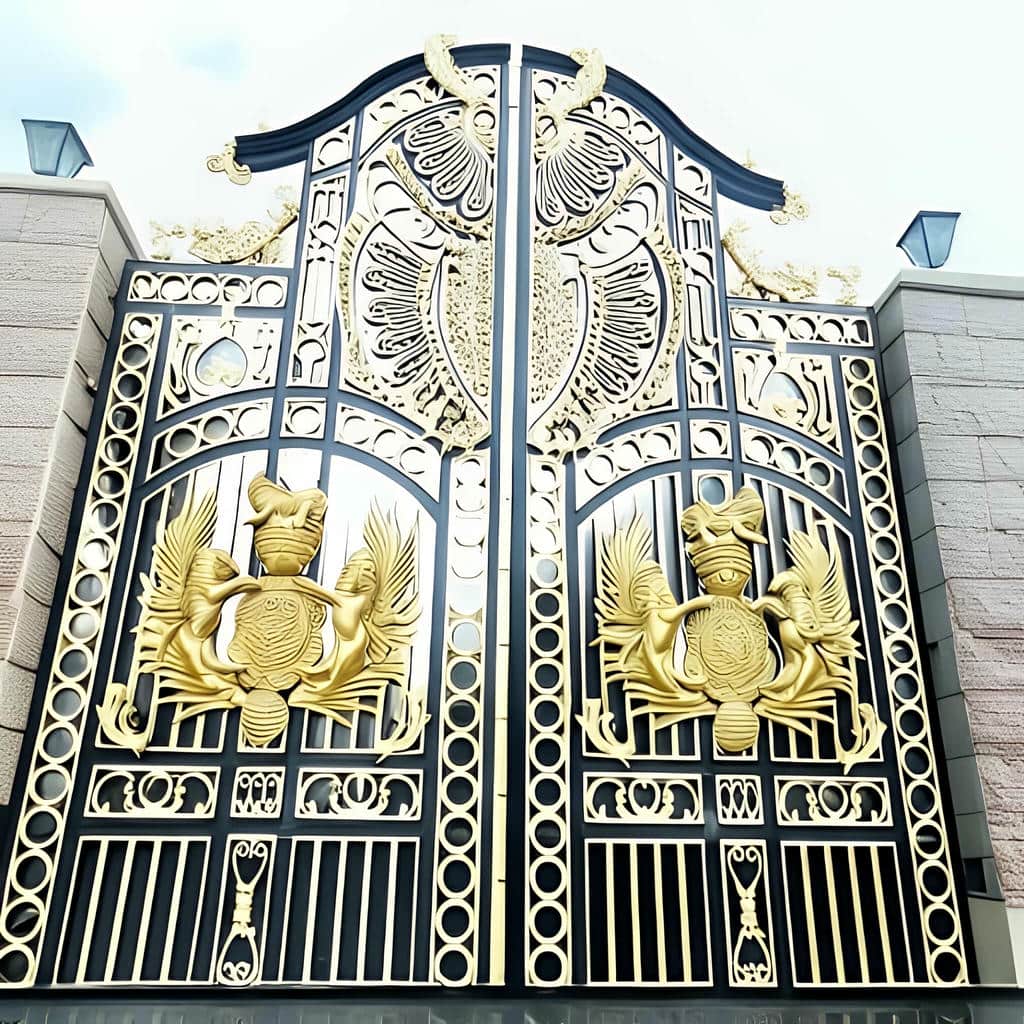 درب کلاسیک کتیبه دار با تاج شکسته