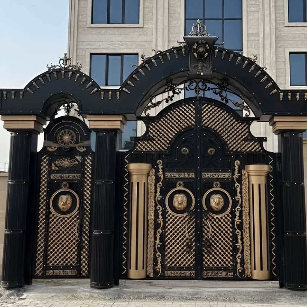 قیمت درب حیاط طرح چوب فلزی با پنل مقاوم