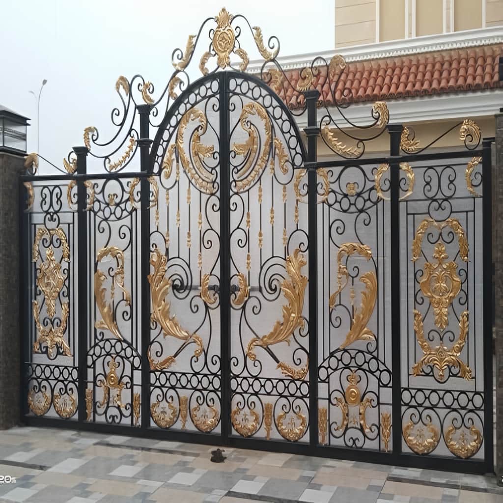 فروش درب پارکینگ مدرن پنل مشبک با رنگ کورهای