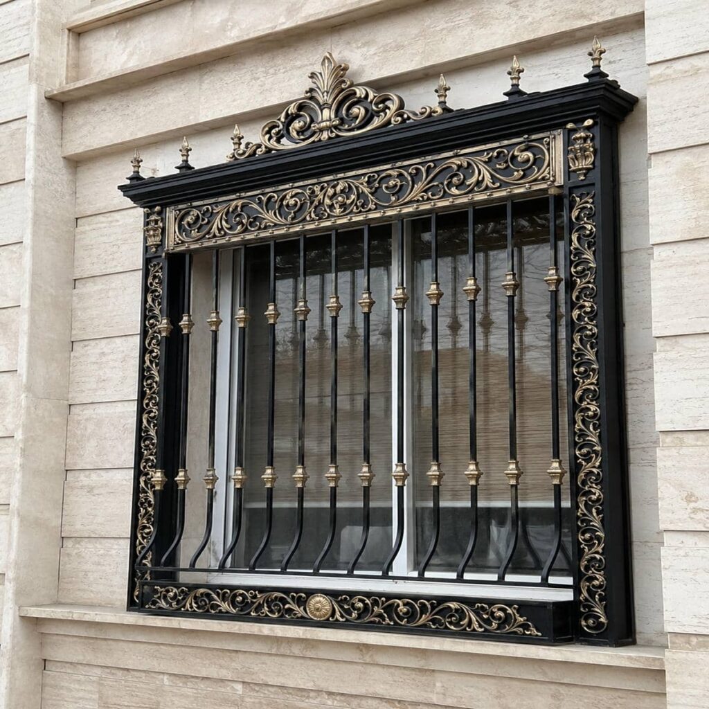 خرید حفاظ پنجره قوسی دوکمانی گل‌دار