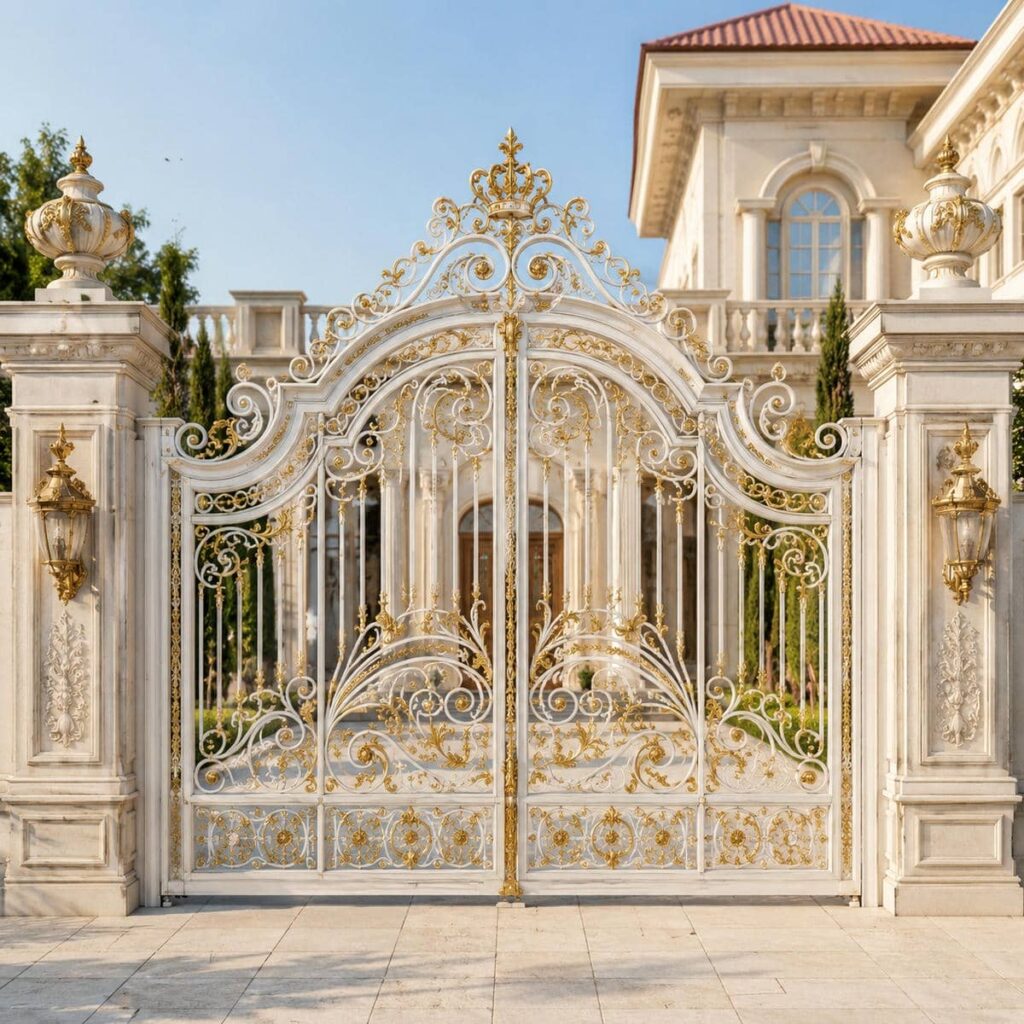 لولای صنعتی روی ورودی فلزی روشن کنار نمای آجری لولای صنعتی روی ورودی فلزی روشن کنار نمای آجری