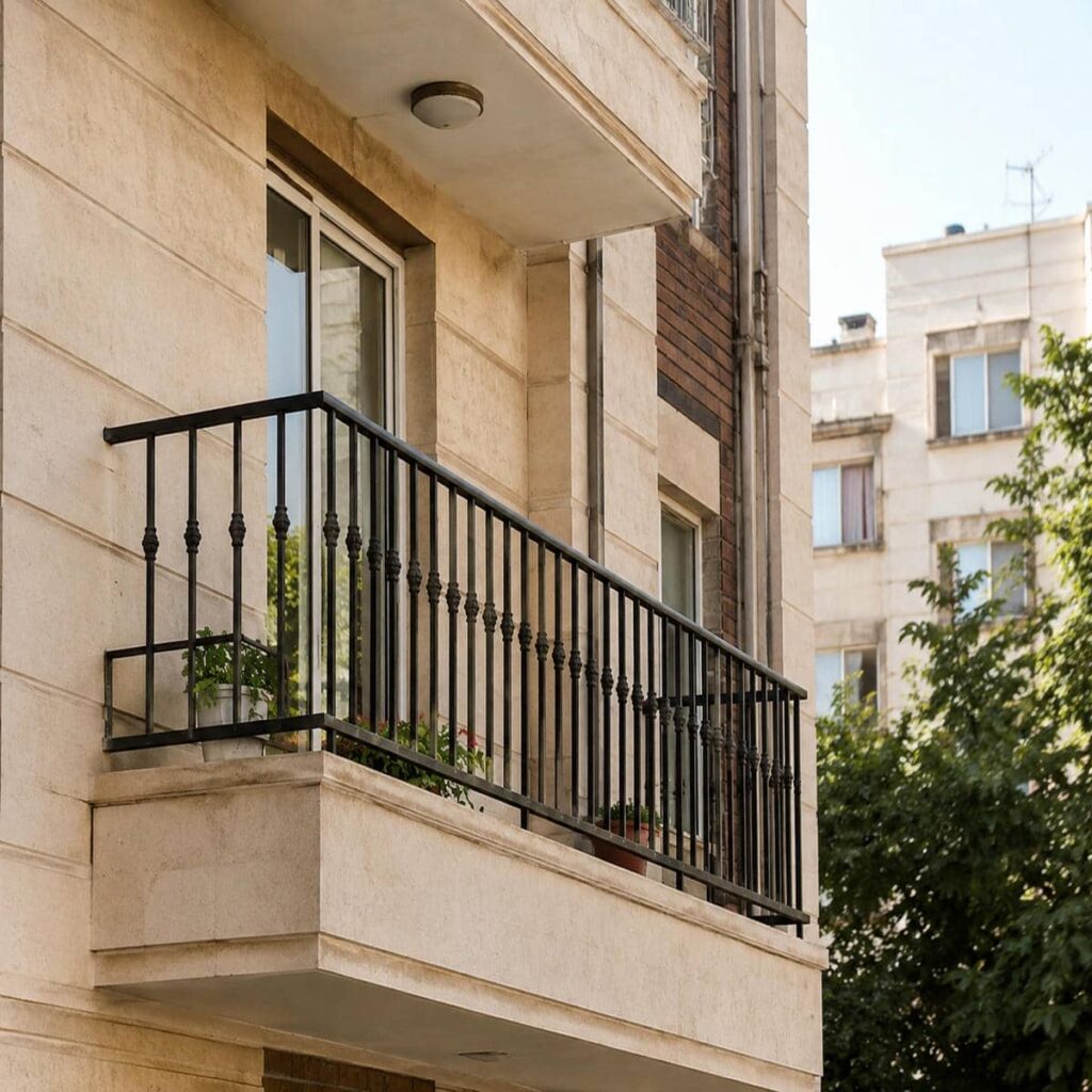 نرده بالکن مشکی در استان هرمزگان مقابل فضای نشیمن